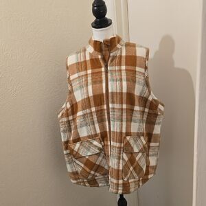 Maurices Brown and White Plaid Vest